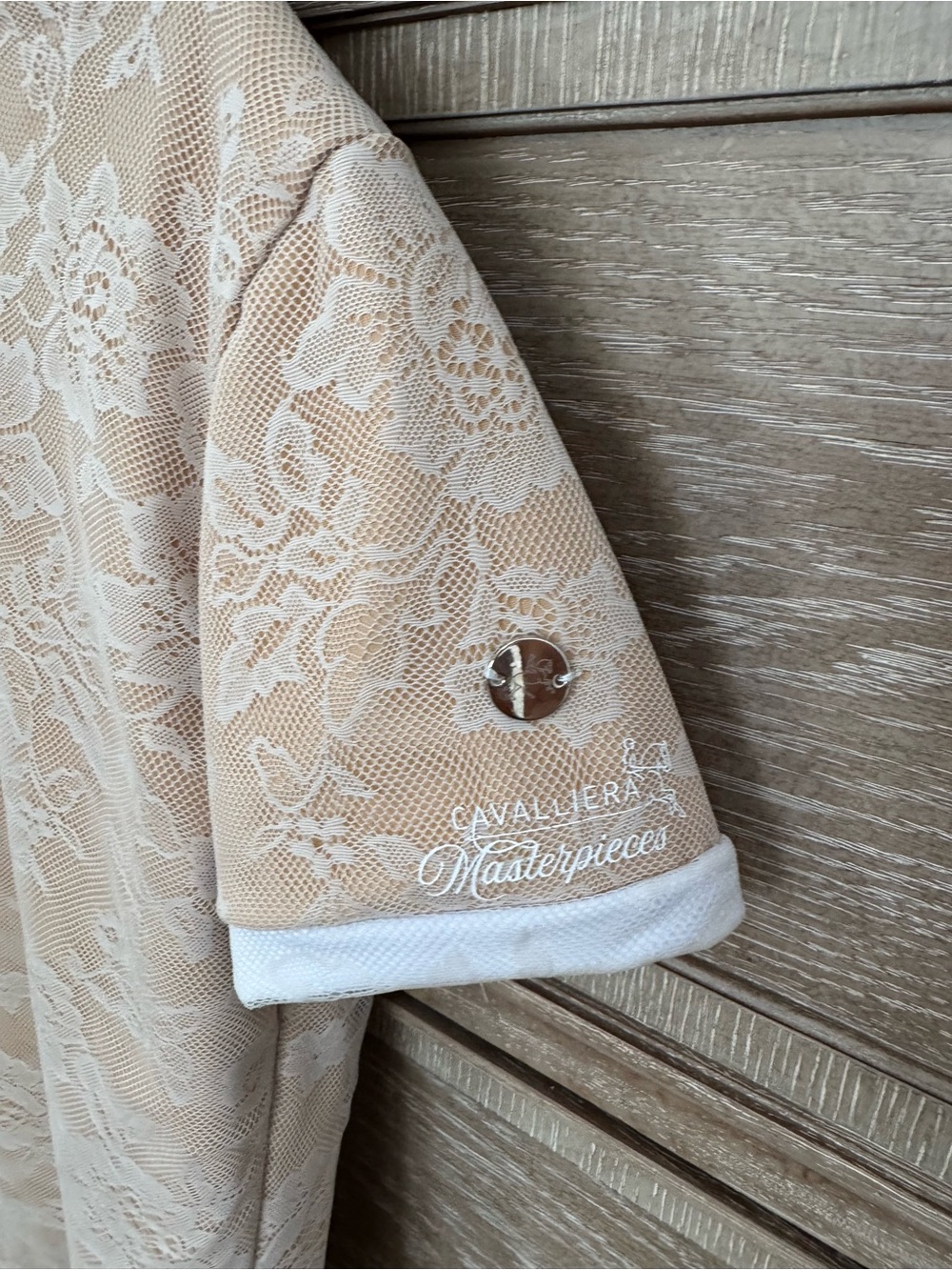Cavalliera Masterpieces Blush Lace Overlay Top with White Trim - Picture 6 of 7